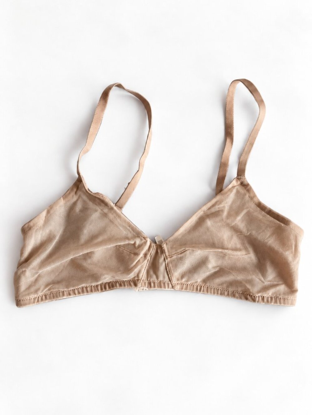 On Gossamer Beige Nude Mesh Wireless Bralette Bra Size Large